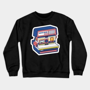 Red and Blue Instant Camera Cat Crewneck Sweatshirt